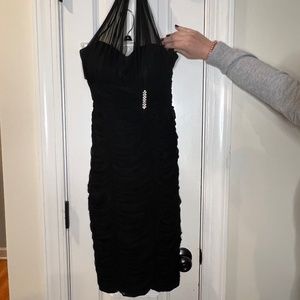 Cache Size 2 Black Ruched Dress Halter Formal